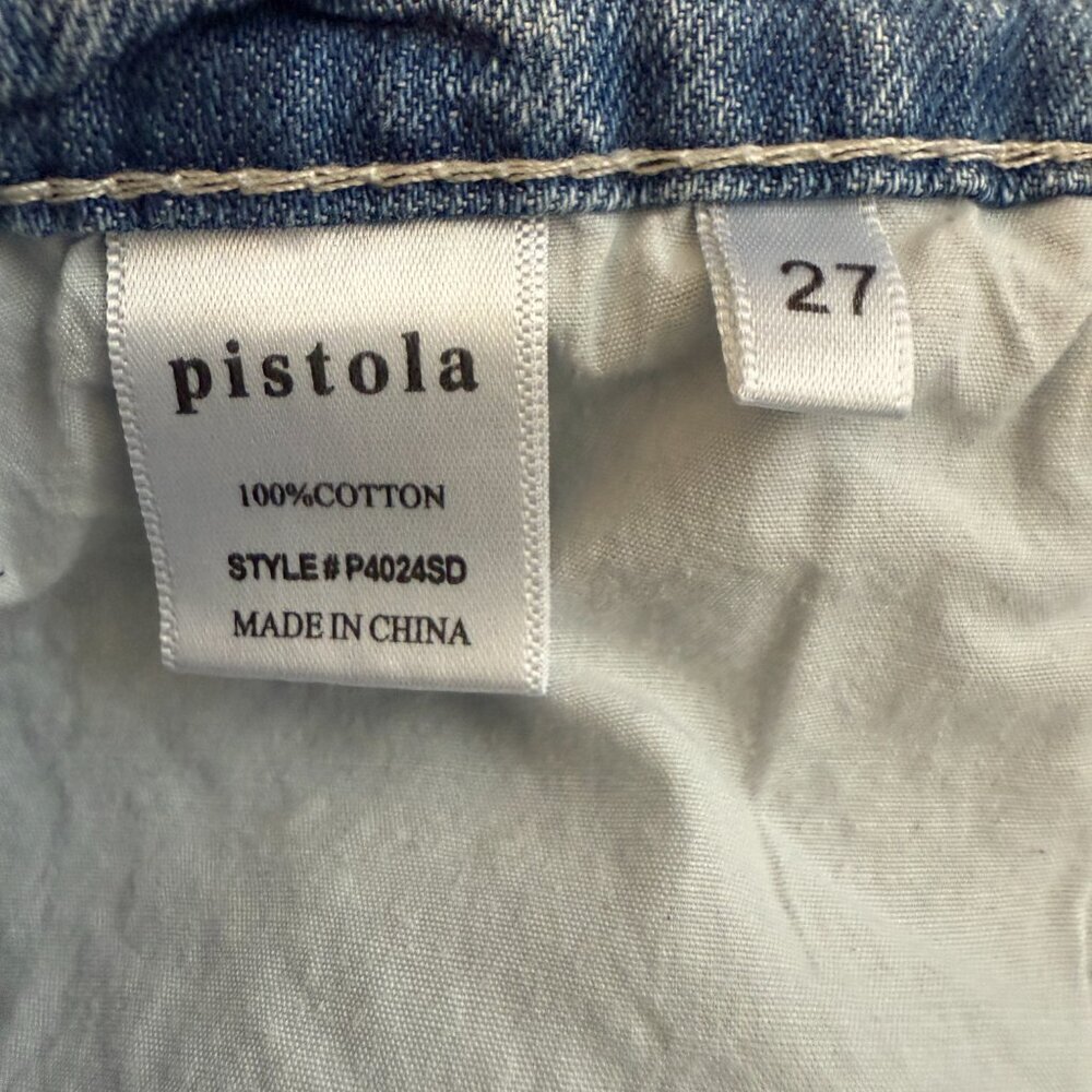 Pistola Distressed Cut Off Denim Jean Shorts Womens 27 Asher Blue Mid Rise Rigid - Picture 12 of 13